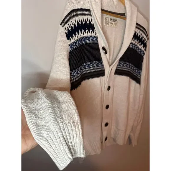 Urban Pipeline Size Large Cardigan Sweater Collar White, Brown, Black, Blue - Picture 3 of 5